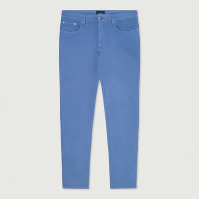Blue Straight Stretch Trousers