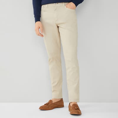 Beige Straight Stretch Trousers