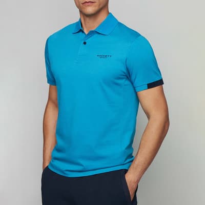 Blue Cotton Small Logo Polo Shirt