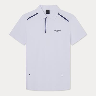 White Sport Cotton Blend Polo Shirt
