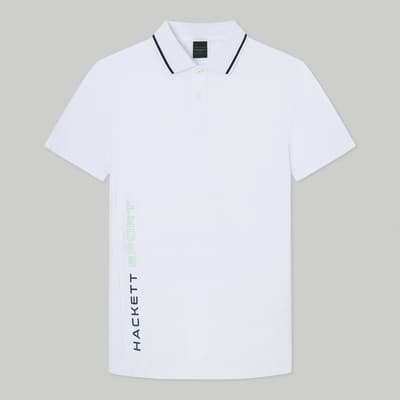 White Side Logo Cotton Polo Shirt
