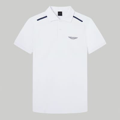 White AMR Short Sleeve Cotton Polo Shirt