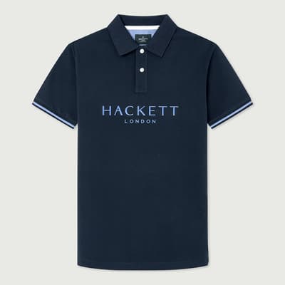 Navy Embroidered Cotton Polo Shirt