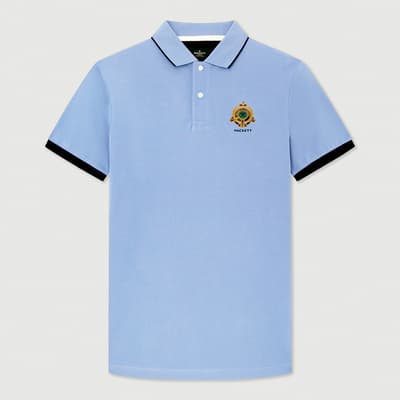 Pale Blue Shield Cotton Polo Shirt