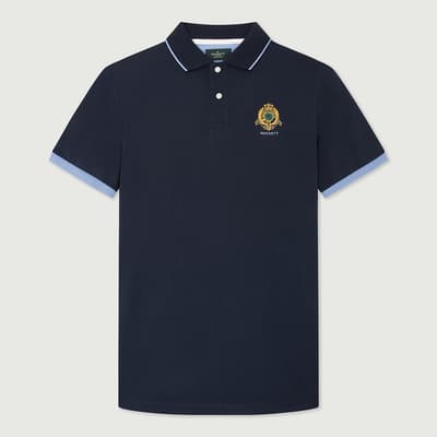 Navy Shield Cotton Polo Shirt