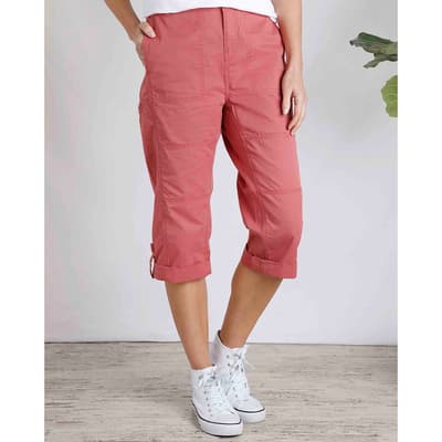 Pink Salena 3/4 Length Cotton Trousers