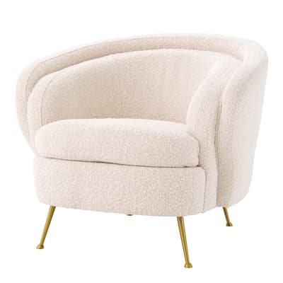 Orion Chair, Brushed Brass & Boucle Cream