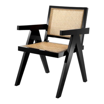 Adagio Dining Chair, Black & Natural Cane