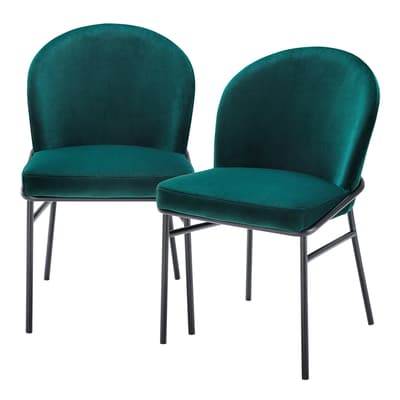 Willis Dining Chair, Set of 2, Savona Dark Green Velvet