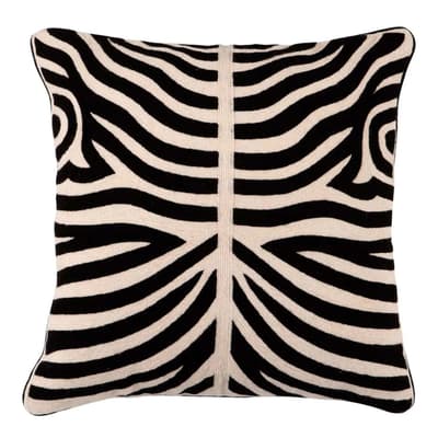 Zebra Black Cushion, 50 x 50 cm