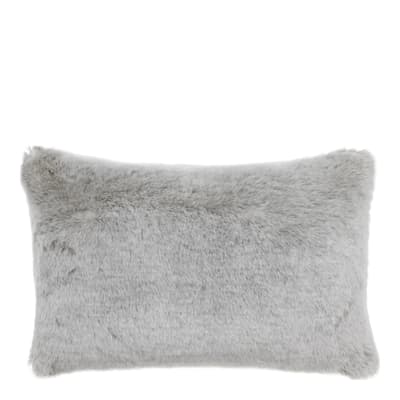 Alaska Faux Fur Scatter Cushion Rectangular, Light Grey