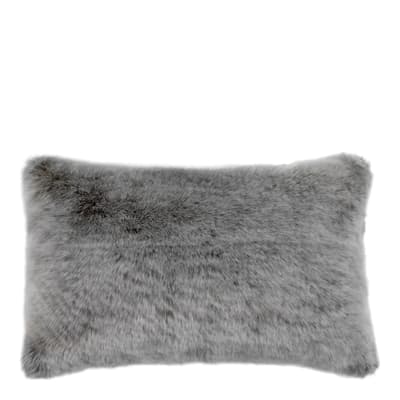 Alaska Faux Fur Scatter Cushion Rectangular, Grey