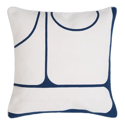 Sabrosa Cushion, White on Blue