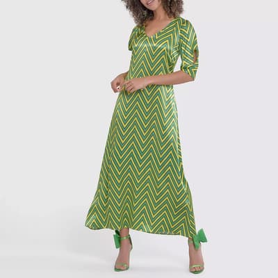 Green A-Line Dress Tie Back Dress