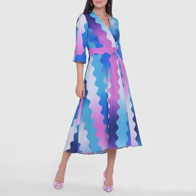 Blue/Purple Wrap High-Low Wrap Dress