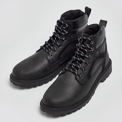 Black Oliver Leather Lace Up Boots