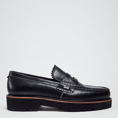 Black Luca Leather Slip On Loafers
