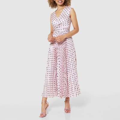 Pink Twist Detail Pleated A- line Dress