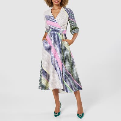 Multi High-Low Wrap Midi  Dress