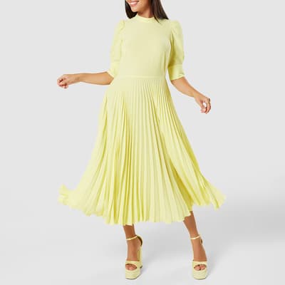 Yellow  A-line Pleated Dress