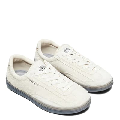 White Suede Lace Up Trainers