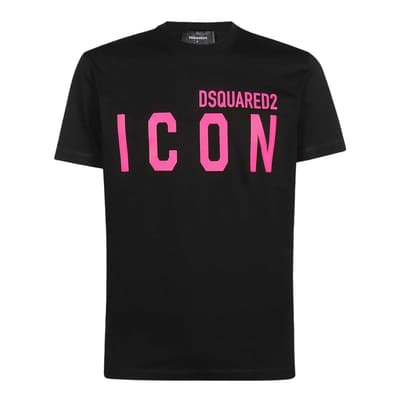 Black/Pink 'ICON' Cotton T-Shirt