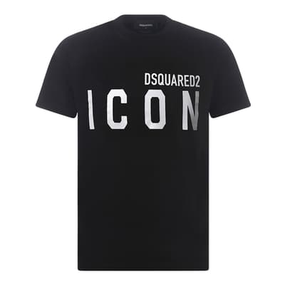 Black/White 'ICON' Cotton T-Shirt