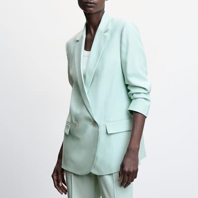 Mint Green Double-Breasted Suit Blazer