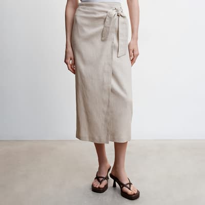 Grey Linen Wrap Skirt