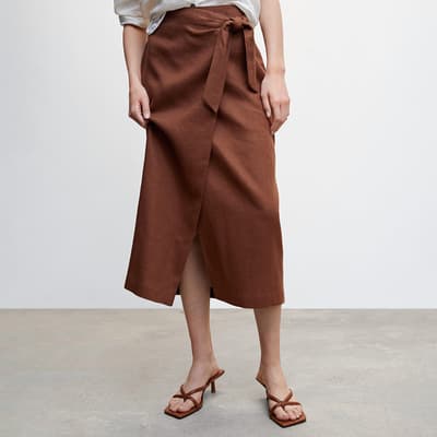 Chocolate Linen Wrap Skirt