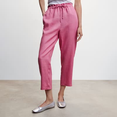 Pastel Pink Linen Drawstring Trousers