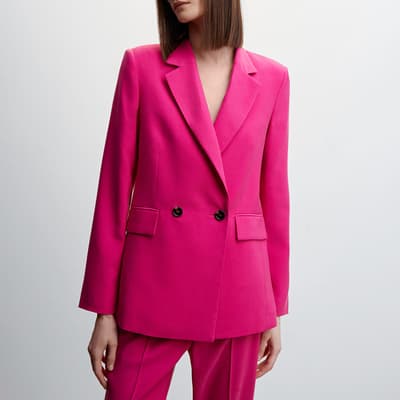 Fuchsia Double-Breasted Suit Blazer