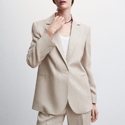 Beige Linen Blazer Suit