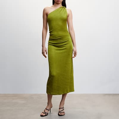 Green Asymmetric Draped Gown