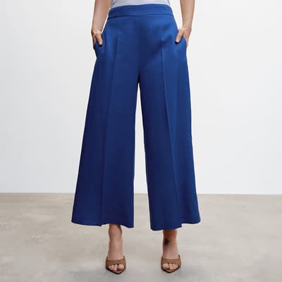 Blue Linen Culotte Trousers