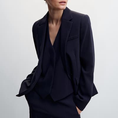 Dark Navy Fitted Suit Jacket