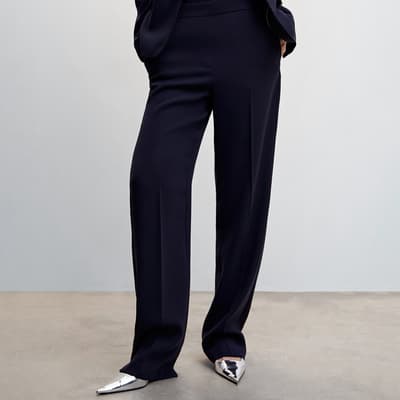 Dark Navy Elastic Waist Suit Trousers