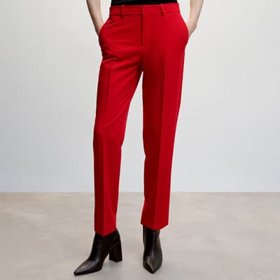 Red Straight Suit Trousers