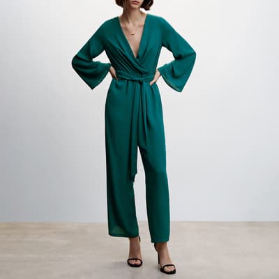 Green Bow Wrap Jumpsuit