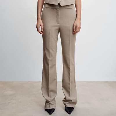 Beige Straight Suit Trousers
