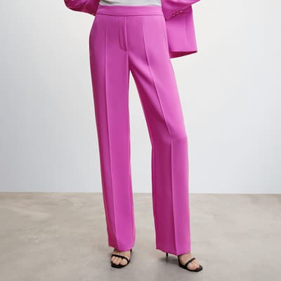 Purple Elastic Waist Suit Trousers