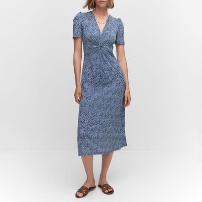 Blue Textured Printed Dress
