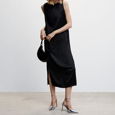 Black Black Textured Midi-Dress