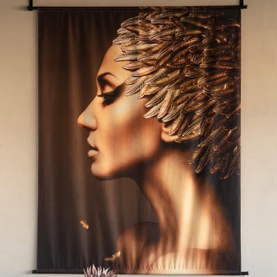 Golden Feather Ballerina Velvet Wall Hanging, 140x170cm