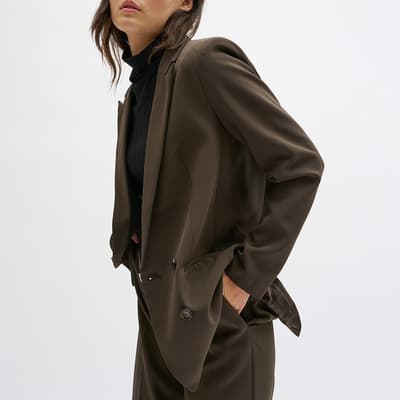 Brown Double Breasted Tailored Blazer