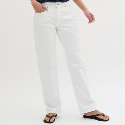 White High Waisted Straight Jeans 
