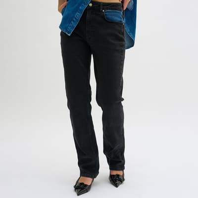Black High Waisted Straight Jeans 