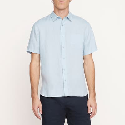 Pale Blue Short Sleeve Linen Shirt