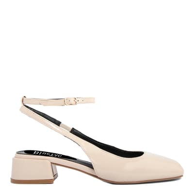 Beige Ankle Strap Heeled Mary Janes