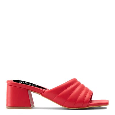 Red Quilted Strap Heeled Mules
